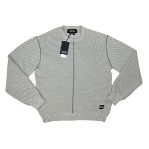 Native Youth Textured Ribbed Knit Crew Neck Pullover Men's Sweater L NWT Grey